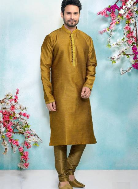 Yellow Brown Colour Fancy New Party And Function Wear Traditional Pure Art Banarasi Silk Kurta Pajama Redymade Collection 1032-8388